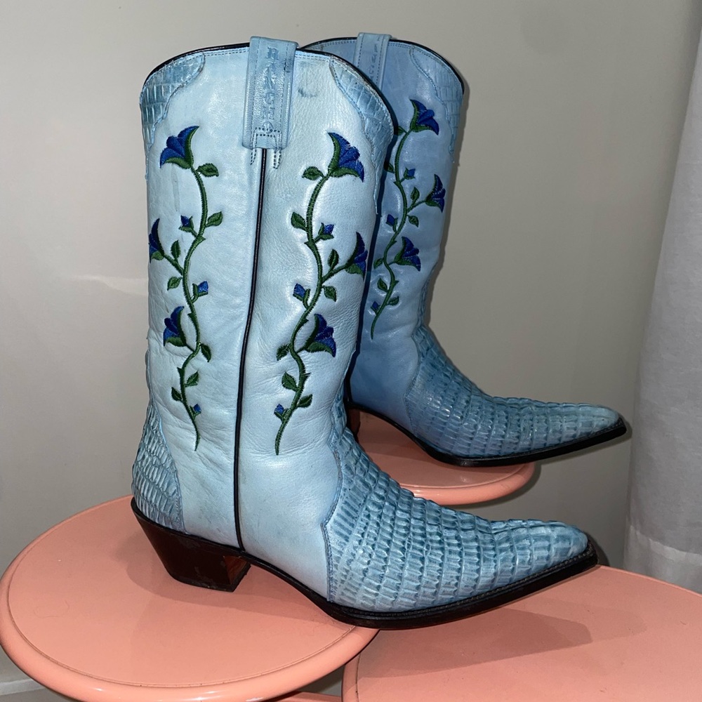 Rancho genuine leather blue cowboy boots